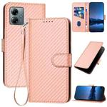 For Motorola Moto G Play 2025 / G Power 2025 YX0070 Carbon Fiber Buckle Leather Phone Case with Lanyard(Pink)