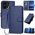 For Motorola Moto G 2025 YX0070 Carbon Fiber Buckle Leather Phone Case with Lanyard(Royal Blue)