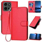 For Motorola Moto G Stylus 5G 2025 YX0070 Carbon Fiber Buckle Leather Phone Case with Lanyard(Red)