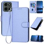 For Motorola Moto G Stylus 5G 2025 YX0070 Carbon Fiber Buckle Leather Phone Case with Lanyard(Light Purple)