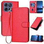 For Motorola Edge 60 Fusion / Edge 5G 2025 YX0070 Carbon Fiber Buckle Leather Phone Case with Lanyard(Red)