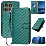 For Motorola Edge 60 Pro YX0070 Carbon Fiber Buckle Leather Phone Case with Lanyard(Dark Green)