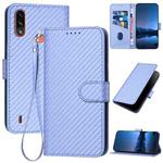 For Motorola Moto E7 Power YX0070 Carbon Fiber Buckle Leather Phone Case with Lanyard(Light Purple)