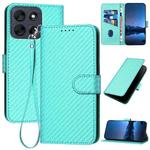 For Motorola Moto G56 5G YX0070 Carbon Fiber Buckle Leather Phone Case with Lanyard(Light Blue)