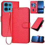 For Motorola Moto G75 5G YX0070 Carbon Fiber Buckle Leather Phone Case with Lanyard(Red)