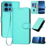 For Motorola Moto G75 5G YX0070 Carbon Fiber Buckle Leather Phone Case with Lanyard(Light Blue)