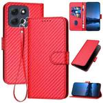 For Motorola Moto G86 5G YX0070 Carbon Fiber Buckle Leather Phone Case with Lanyard(Red)