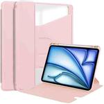 For iPad Air 13 2024 Transparent Rotation Smart Leather Tablet Case(Pink)