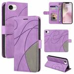 For iPhone SE 2024 Dual-color Splicing Flip Leather Phone Case(Purple)