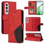 For OnePlus Nord CE4 Dual-color Splicing Flip Leather Phone Case(Red)