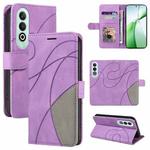 For OnePlus Nord CE4 Dual-color Splicing Flip Leather Phone Case(Purple)