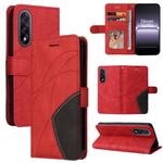 For OnePlus Ace 5 Ultra Dual-color Splicing Flip Leather Phone Case(Red)