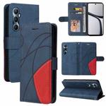 For Realme C65 4G Dual-color Splicing Flip Leather Phone Case(Blue)