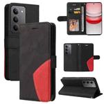 For Realme 14x 5G Dual-color Splicing Flip Leather Phone Case(Black)