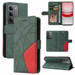 For Realme 14x 5G Dual-color Splicing Flip Leather Phone Case(Green)