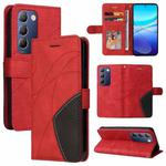 For vivo Y200e 5G Global / V30 Lite India Dual-color Splicing Flip Leather Phone Case(Red)