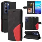 For vivo Y200e 5G Global / V30 Lite India Dual-color Splicing Flip Leather Phone Case(Black)