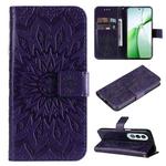 For OnePlus Nord CE4 Embossed Sunflower Pattern Flip Leather Phone Case(Purple)