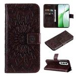 For OnePlus Nord CE4 Embossed Sunflower Pattern Flip Leather Phone Case(Brown)