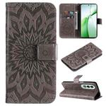 For OnePlus Nord CE4 Embossed Sunflower Pattern Flip Leather Phone Case(Grey)