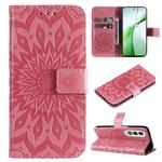 For OnePlus Nord CE4 Embossed Sunflower Pattern Flip Leather Phone Case(Pink)