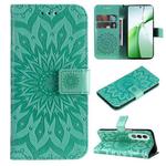 For OnePlus Nord CE4 Embossed Sunflower Pattern Flip Leather Phone Case(Green)