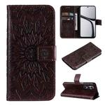 For Realme C65 4G Embossed Sunflower Pattern Flip Leather Phone Case(Brown)