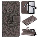 For Realme C65 4G Embossed Sunflower Pattern Flip Leather Phone Case(Grey)