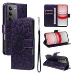 For Realme 14x 5G Global Embossed Sunflower Pattern Flip Leather Phone Case(Purple)