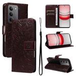 For Realme 14x 5G Global Embossed Sunflower Pattern Flip Leather Phone Case(Brown)