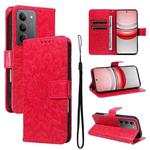 For Realme 14x 5G Global Embossed Sunflower Pattern Flip Leather Phone Case(Red)