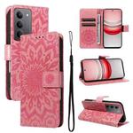 For Realme 14x 5G Global Embossed Sunflower Pattern Flip Leather Phone Case(Pink)