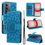 For Realme 14x 5G Global Embossed Sunflower Pattern Flip Leather Phone Case(Blue)