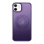 For iPhone 12 MagSafe Holder PC Hybrid TPU Phone Case(Matte Purple)