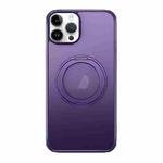 For iPhone 12 Pro Max MagSafe Holder PC Hybrid TPU Phone Case(Matte Purple)