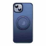 For iPhone 13 MagSafe Holder PC Hybrid TPU Phone Case(Matte Blue)