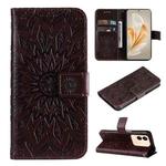 For vivo V29e Global / Y200 5G Global Embossed Sunflower Pattern Flip Leather Phone Case(Brown)