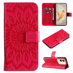 For vivo V29e Global / Y200 5G Global Embossed Sunflower Pattern Flip Leather Phone Case(Red)