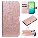 For vivo Y38 / Y200i / T3x Global Embossed Sunflower Pattern Flip Leather Phone Case(Rose Gold)