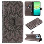 For vivo Y38 / Y200i / T3x Global Embossed Sunflower Pattern Flip Leather Phone Case(Grey)