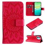 For vivo Y38 / Y200i / T3x Global Embossed Sunflower Pattern Flip Leather Phone Case(Red)