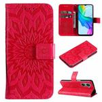 For vivo Y03 4G Embossed Sunflower Pattern Flip Leather Phone Case(Red)