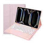 For iPad Pro 13 2024 A13B Detachable Ultra-Thin Bluetooth Keyboard Leather Tablet Case with Pen Slot(Pink)