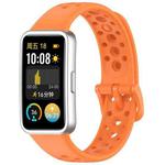 For Huawei Band 9 / 9 NFC / 8 / 8 NFC Round Hole Nail Button Silicone Watch Band(Orange)