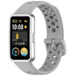 For Huawei Band 9 / 9 NFC / 8 / 8 NFC Round Hole Nail Button Silicone Watch Band(Grey)