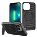 For iPhone 13 Pro Max Honeycomb Cooling MagSafe Phone Case with Invisible Holder(Black)