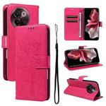 For vivo V30E / V40 Lite Global Tree & Cat Embossed Pattern Flip Leather Phone Case(Rose Red)