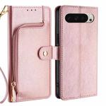 For Google Pixel 9 Zipper Bag Leather Phone Case(Rose Gold)