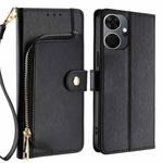 For Itel P55+ 4G Zipper Bag Leather Phone Case(Black)