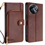 For Itel S24 4G Zipper Bag Leather Phone Case(Brown)